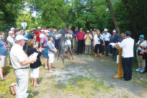 Alan MacPherson of the Trans-Canada Trail Association spoke at the opening of Phase ll of the K&P Trail in Verona on August 9
